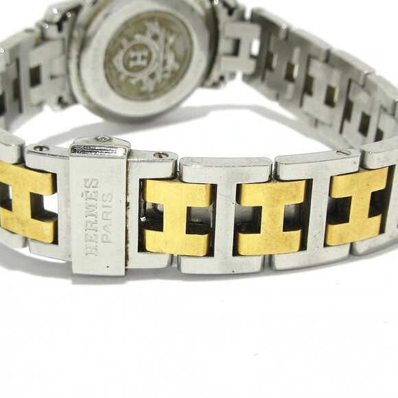 Auth HERMES Clipper CL4.220 1****** Silver Gold Women's Wrist Watch - Picture 6 of 12
